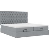vidaXL Otomanski posteljni okvir z vzmetnicami siv 160x200 cm blago | Shoptok.si