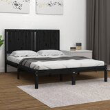 Maison Chic Posteljni okvir - Dvoposteljna postelja - Zakonska postelja črn iz trdne borovine 140x190 cm-J13980, (21764422) | Shoptok.si