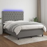 The Living Store Box spring postelja z vzmetnico LED temno siva 140x190 cm blago - Box Spring Postelja, (21520359) | Shoptok.si