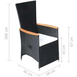 Poli Nastavljivi vrtni stoli 2 kosa z blazinami poli ratan črni | Shoptok.si