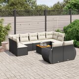  10-dijelni set vrtnih sofa s jastucima crni od poliratana | shoptok.hr