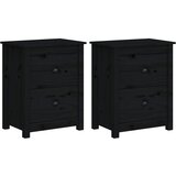 Maison Chic Dvo delni komplet Nočne omarice - Nočne mize črna 50x35x61,5 cm trdna borovina, (21688829) Cene