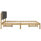 Krevetni okvir s tapiciranim uzglavljem - Bijelo prana i svijetlosiva 140 x 190 cm | shoptok.hr