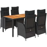  5-dijelni vrtni blagovaonski set s jastucima od poliratana crni | shoptok.hr