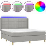 Maison Chic Box spring postelja - Vzmetna postelja z vzmetnico LED sv. siva 180x200 cm blago SL8866, (21901183) | Shoptok.si
