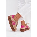Boto Women's Platform Sneakers Made Of Natural Suede Beige-Pink Eldira | shoptok.hr