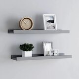 vidaXL Police z robom 2 kosa sive 40x9x3 cm mediapan, (20622666) | Shoptok.si