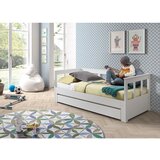 Vipack Bijeli dječji krevet od masivnog bora s dodatnim ležajem s prostorom za pohranu 90x200 cm PINO – | shoptok.hr