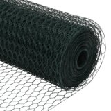 vidaXL Heksa ograja Zelena 0.6x50 m Jeklo, Ograjni stebri 13 kosov Zeleni Ø32 mm 100 cm Galvanizirano Jeklo | Shoptok.si
