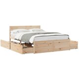 vidaXL Posteljni okvir s predali 140x190 cm trdna borovina Cene