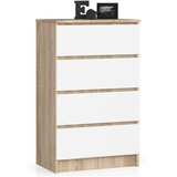 AKORD Komoda, 4 Predali, Hrast Sonoma/Bela, (5000332094) | Shoptok.si