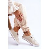 S. BARSKI Women's Beige Leather Cut-Out Sneakers S.Barski LR952 | shoptok.hr