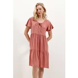 Bigdart 2352 Short V-Neck Dress - D. Pale Pink