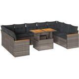  10-dijelni set vrtnih sofa poliratan i bagrem s jastucima sivi | shoptok.hr