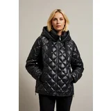 Moodo Women's quilted jacket with hood - black