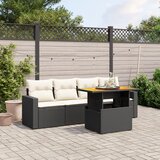 Maison Chic Seti vrtnega pohištva - Vrtna garnitura - Vrtni pohištvo set 5-delna z blazinami črn poli ratan, (21815628) | Shoptok.si