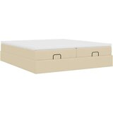 vidaXL Otomanski posteljni okvir z vzmetnicami krem 160x200 cm blago, (21609627) | Shoptok.si
