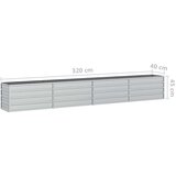 vidaXL Povišena vrtna gredica 320 x 40 x 45 cm pocinčani čelik srebrna | shoptok.hr