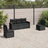 Maison Chic Seti vrtnega pohištva - Vrtna garnitura - Vrtni pohištvo set 5-delna z blazinami črn poli ratan, (21819155) | Shoptok.si