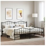 vidaXL Kovinski posteljni okvir z vzglavjem in vznožjem črn 193x203 cm | Shoptok.si