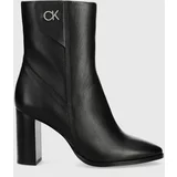 Calvin Klein Usnjeni gležnarji CUP HEEL ANKLE BOOT W/HW 80 ženski, črna barva, HW0HW01750