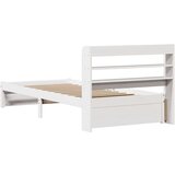vidaXL Posteljni okvir z vzglavjem brez vzmetnice bel 100x200 cm | Shoptok.si