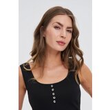 Marisse Black Ribbed Button-Up Top | shoptok.hr
