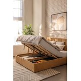 Bonami Selection Gorčično rumena oblazinjena zakonska postelja s prostorom za shranjevanje z letvenim dnom 180x200 cm Thessa Bold Line – | Shoptok.si