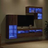 TV stenske enote z LED lučmi 6 pcs Umetni hrast Konstruiran les, (5000112689) | Shoptok.si