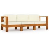 Maison Chic Vrtni kavč - Zunanji kavč trosed s kremno belimi blazinami akacijev les, (22043794) Cene