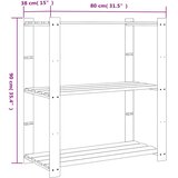  Stalak za pohranu 3 razina sivi 80x38x90 cm masivna borovina | shoptok.hr