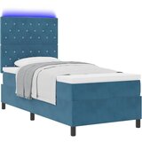 LED Box Spring Krevet s madracem Tamno plava 90 x 200 cm Baršun | shoptok.hr