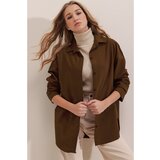 Trend Alaçatı Stili Women's Brown Oversize Long Woven Shirt Cene