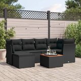  7-dijelni set vrtnih sofa od poliratana s jastucima crni | shoptok.hr