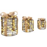 vidaXL Dekoracija Darilne Škatle 3 pcs Toplo bela Ratan | Shoptok.si