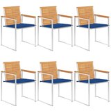  Vrtne stolice s jastucima 6 kom od masivne tikovine | shoptok.hr