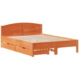 vidaXL posteljni okvir z vzglavjem voščeno rjava 120x200 cm borovina, (21322257) | Shoptok.si