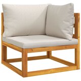 Maison Chic Segmentni kotni kavč - Sofa - Kanape s svetlo sivimi blazinami trdna akacija, (21727437) | Shoptok.si