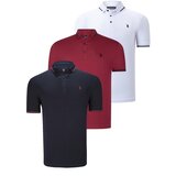 Dewberry TRIPLE SET T8586 MEN'S T-SHIRT-NAVY-WHITE-BURGUNDY | Shoptok.si