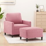  Fotelja s tabureom ružičasta 60 cm baršunasta | shoptok.hr