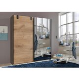 MID.YOU omara z drsnimi vrati, srebrne barve, barve hrasta | Shoptok.si