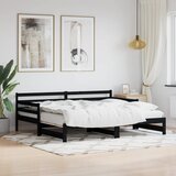 vidaXL Izvlečna dnevna postelja črna 80x200 cm trdna borovina Cene