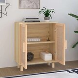 Komoda smeđa 60 x 30 x 70 cm masivna borovina i prirodni ratan | shoptok.hr