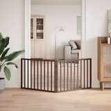  Vrata za pse s 2 panela sklopiva smeđa 160 cm od drva topole | shoptok.hr