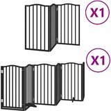 vidaXL Ograda za pse z vrati zložljiva 9 panelov črna 450 cm les | Shoptok.si