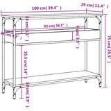 vidaXL Konzolna mizica s polico rjavi hrast 100x29x75 cm inž. les | Shoptok.si
