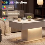  LED stolić za kavu s prostorom za pohranu visoki sjaj moderan 2 ladice i daljinski upravljač bijeli | shoptok.hr