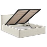 Makamii Krem tapecirani bračni krevet s prostorom za odlaganje s podnicom 140x200 cm Anani – | shoptok.hr