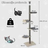 SUPERHOME Maca Toranj grebalica i penjalica za mačke do plafona 271cm Siva | Eponuda.com