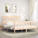 vidaXL Okvir kreveta s uzglavljem 160 x 200 cm od masivnog drva Cijene